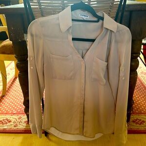 Flowy tan polyester shirt from Express